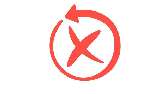 Rejected checkmark icon in cartoon animation. Wrong answer confirmation sign. Declined the verification symbol. Error digital task validation and survey. Alpha channel.