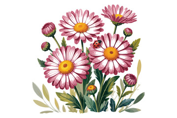 Pink Daisy Flower Clipart Bundle
