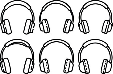 Headphone Icons Set Music Audio Technology Design Elements