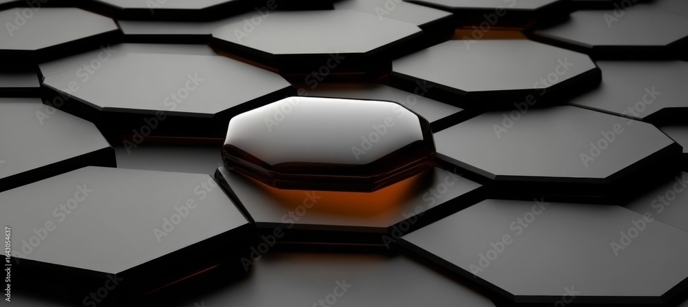 Aufkleber abstract dark hexagonal background featuring shiny liquid element, creative graphic texture design