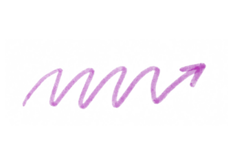 Hand-drawn purple wavy arrow pointing upwards, symbolizing fluctuating progress, unpredictable trends, and dynamic growth.