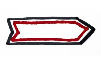 Hand-drawn red and black arrow pointing right with a blank space for text, symbolizing direction, guidance, progress, and signs.