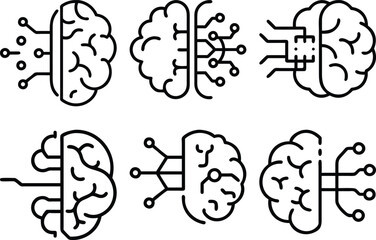 AI Brain Technology Icons Artificial Intelligence Concept