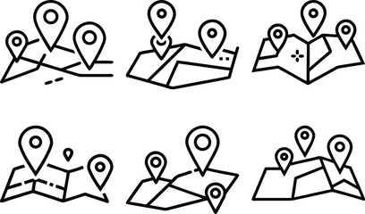 Location Pins Map Navigation GPS Route Planner App Icon Set