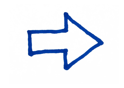 A simple, hand-drawn blue arrow pointing to the right. This icon, created with a marker in a doodle style on a light background, symbolizes direction, navigation, a forward path, and movement. - Powered by Adobe