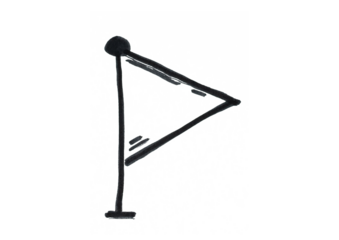 A simple, hand-drawn black triangular flag with a blank space, symbolizing a goal, a point of achievement, a marker, or a placeholder for text.
