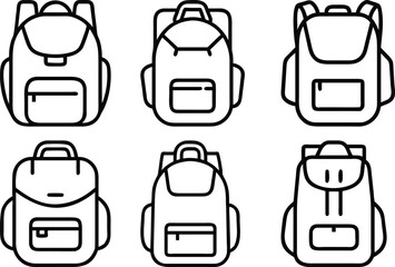 Backpack Icon Set Travel Adventure School Bags