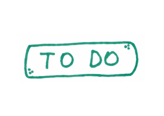 The words "TO DO" are written in a simple, hand-drawn green outline inside a rounded rectangular bubble, symbolizing a task list, planning, or a reminder.