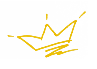 A simple, hand-drawn yellow crown with jagged points, symbolizing royalty, leadership, excellence, or a mark of achievement.