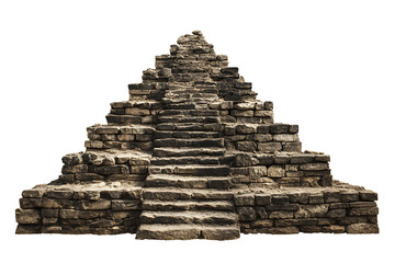 Ancient stone pyramid structure isolated on transparent background