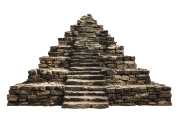 Ancient stone pyramid structure isolated on transparent background
