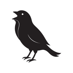 Fototapeta premium A simple black silhouette of a bird with its beak open appearing to sing or chirp