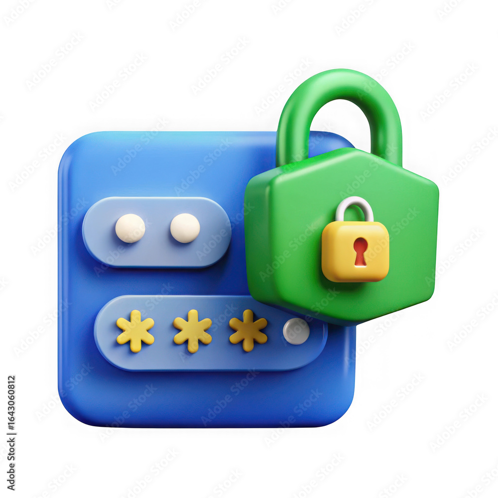 Poster 3d digital padlock and keypad security system isolated on transparent background