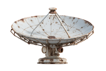 Large satellite dish antenna isolated on transparent background