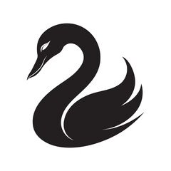 Elegant silhouette of a black swan with graceful curves and a distinctive eye