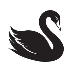 Elegant silhouette of a black swan with graceful neck and feathered wings