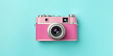 retro camera on a pink background