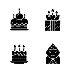  Birthday black filled icon set
