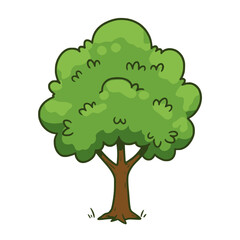 Whimsical Green Tree Cartoon Illustration - Vector