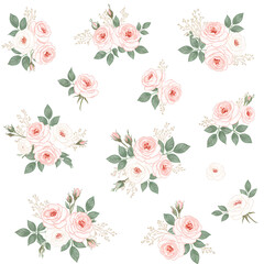Elegant Pink Rose Floral Pattern with Green Leaves for Romantic or Decorative Designs
