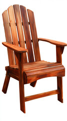 Handcrafted wooden Adirondack chair in rich brown finish with classic slatted design
