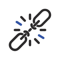 Obraz premium Broken chain link symbol representing disconnection weakness or system failure