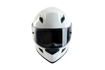 Fototapeta premium White motorcycle helmet with dark visor isolated on transparent background