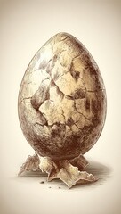 Aged egg, cracked and resting
