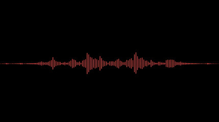 Audio spectrum or waveform, animation, sound waveform on black background. Audio signal.