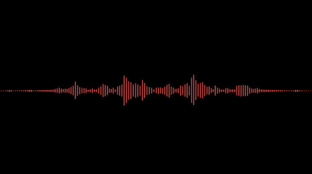 Audio spectrum or waveform, animation, sound waveform on black background. Audio signal.