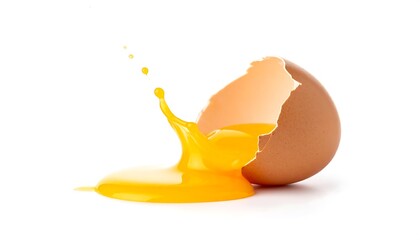 Broken egg, yolk spilling