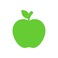 Solid green silhouette of an apple – simple and bold design perfect for children’s illustrations, healthy eating themes, and educational materials.
