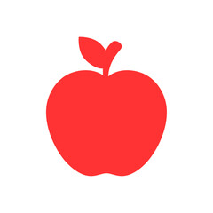 Solid red silhouette of an apple – bold and simple design perfect for children’s illustrations, educational materials, and healthy eating themes.