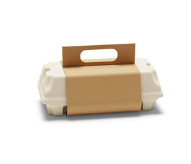 cardboard box packaging covered with label for mockup on isolated background