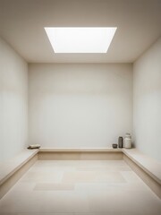 Fototapeta premium Empty minimalist modern room with natural light and elegant decor