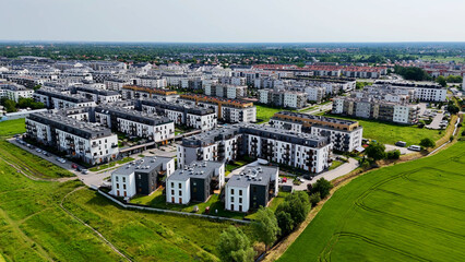 city ​​street New modern district architecture housing construction Wroclaw Poland