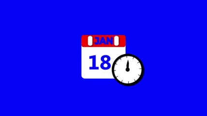 January month 18 date calendar icon animation. Digital calendar design icon animation 4k video.