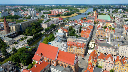 city ​​architecture europe drone flyover old town Opole Poland