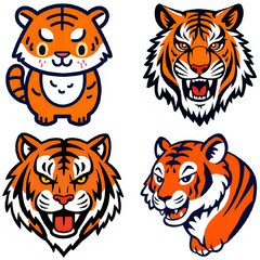 set of tiger heads