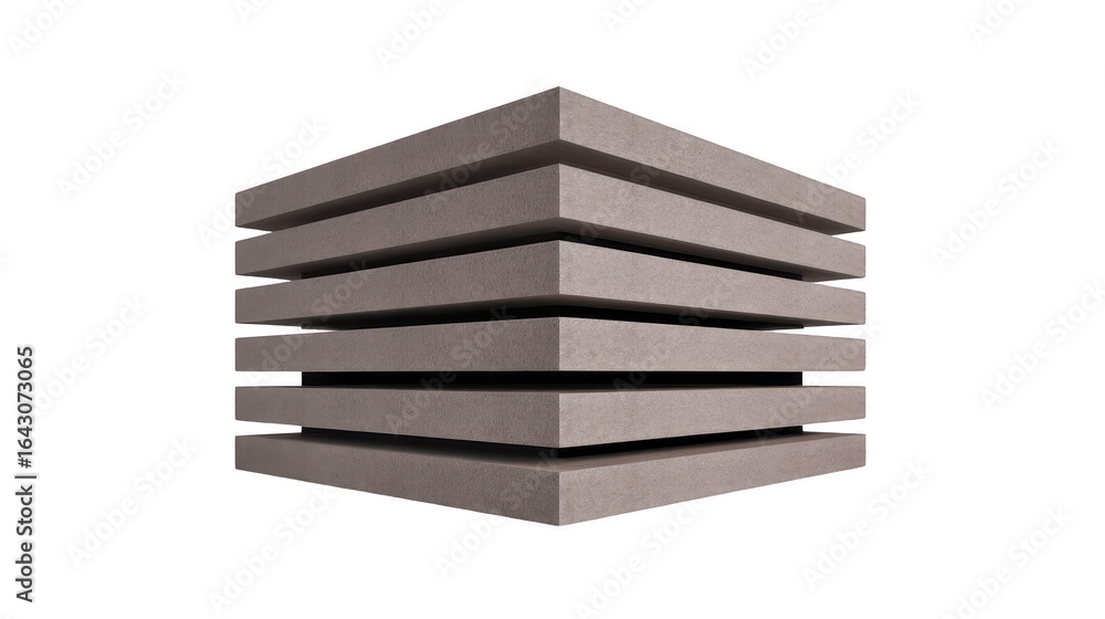 Poster modern architectural design features geometric structure with layered, horizontal elements. clean li