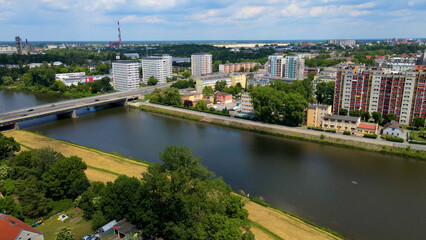 Obraz premium city ​​architecture europe drone flyover old town Opole Poland