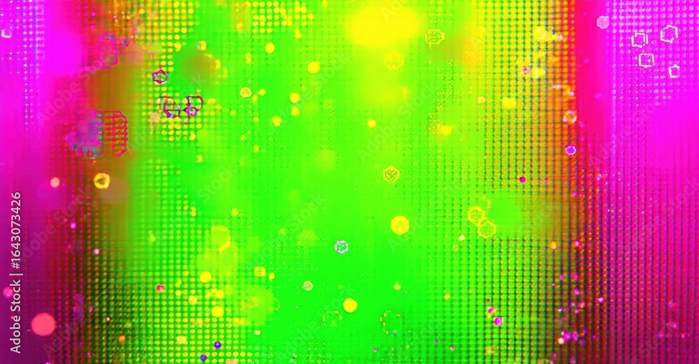 Poster vibrant abstract background. bright colors blend, creating energetic visual effect. dots, circles ad