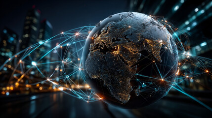 Algorithm development. Businessman touch upon the importance of a structure global network. In today's digital age, businesses rely on algorithm development to optimize processes and decision-making. 