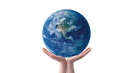 Earth globe held in hands symbolizes care for planet, representing environmental awareness and global unity. powerful image of stewardship and responsibility