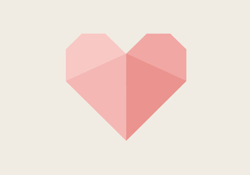 Geometric Pink Heart Shape Low Poly Style Illustration.
