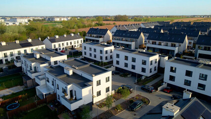 Fototapeta premium Modern area houses streets townhouse nature city