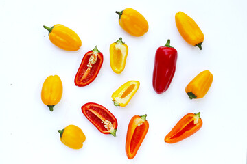 Chili peppers on a white background.