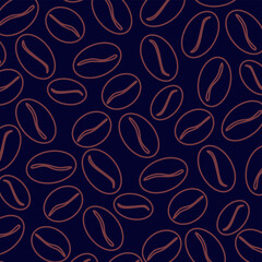 Seamless Pattern background with coffee beans. Coffee beans wallpaper. Coffee beans background.  Coffee beans illustration for packaging. 