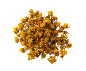 dried chrysanthemum flowers isolated on white background.