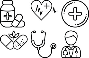 Healthcare Icons Medical Wellness Doctor Pills Health